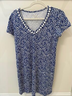 Lilly Pulitzer Blue and White Geometric Mini Dress